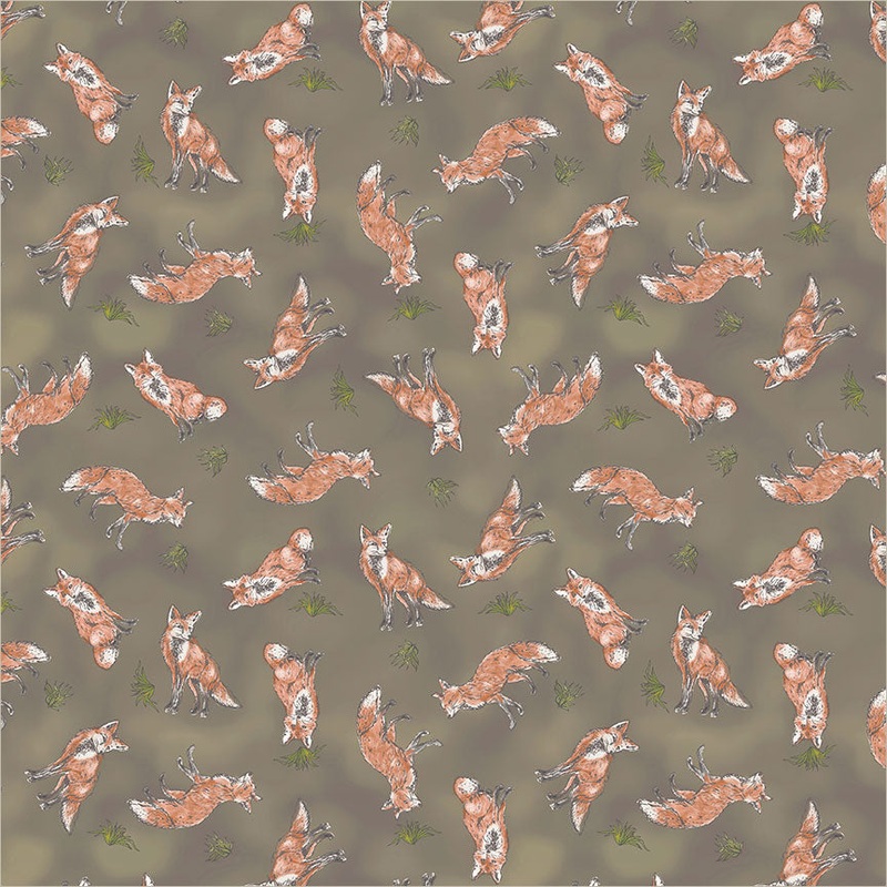 Wanderwoods Whistler Studios 55425-7 Acorn Watchful Fox Cotton