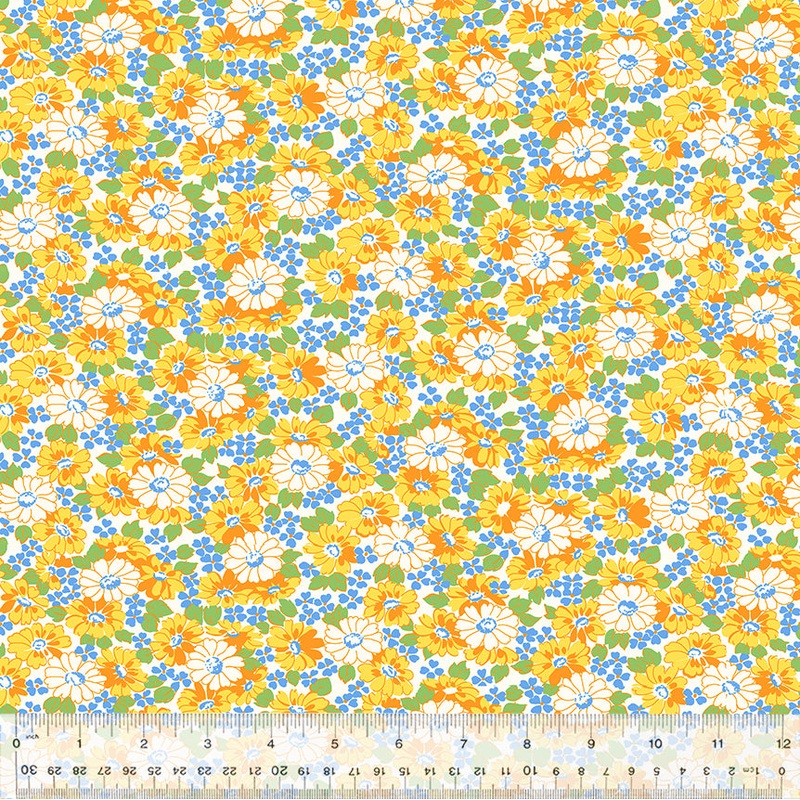 Wild flour Whistler Studios 53496-2 Yellow Flowerbed Cotton