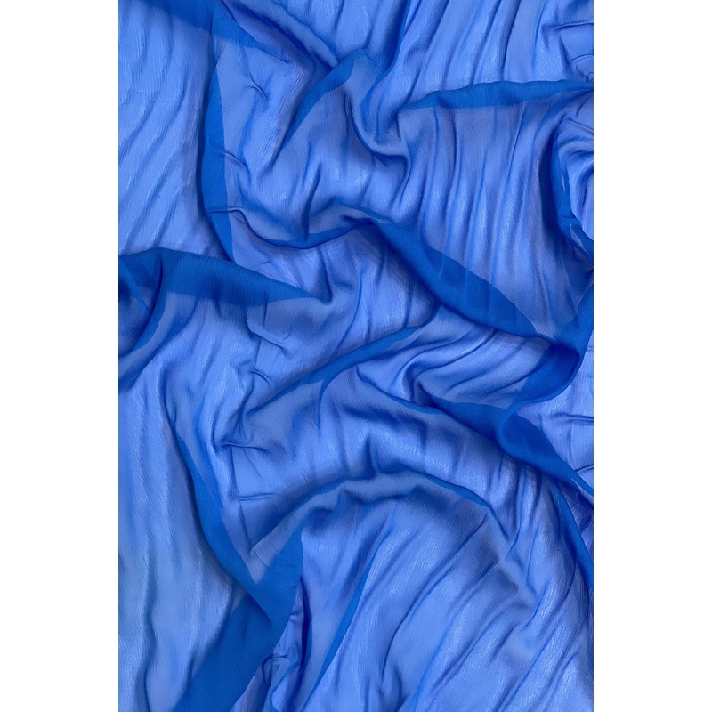 Brilliant Blue Silk Heavy Crinkled Chiffon HCD-065 Fabric