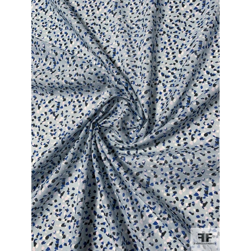 Pebbly Rock Graphic Printed Cotton Voile - Sky Blue / Blue / Navy / Lilac