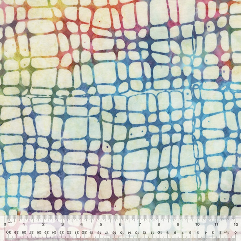 QE6: Splash 437Q-7 Rainbow Deco Lines Batik Cotton