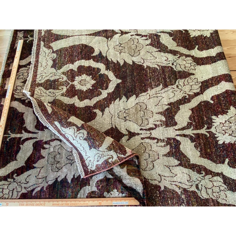 Stark Ciudad Madero Olive Green Silk Rug Hand Knotted Classic Medallion Damask 8x10' MSRP USD16200