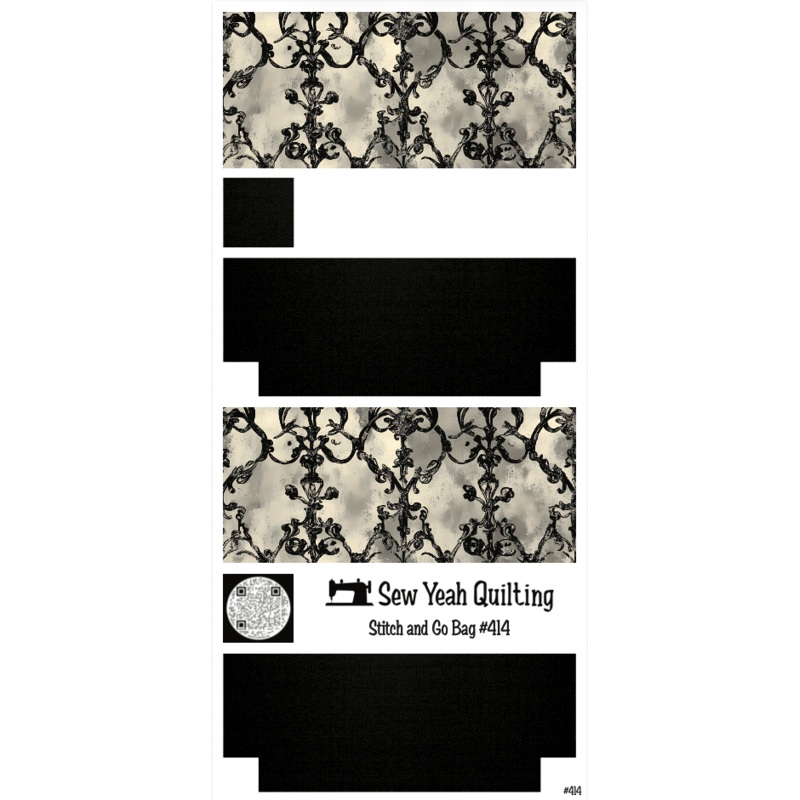 Stitch & Go Bag #414 - Gothic Baroque Scroll Black on Black