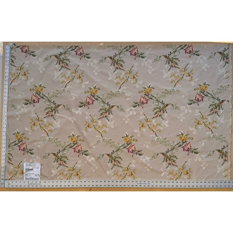 1yard Scalamandre Broche Lyon II Creme Silk Floral Cream Beige MSRP USD 1087/y