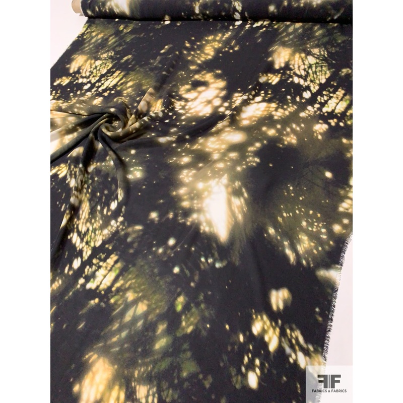 Beaming Sunlight in the Forest Silk Georgette - Yellow / Black / White