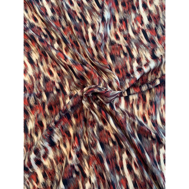 Hazy Animal Pattern Printed Silk Gabardine - Burnt Orange / Tan / Brown