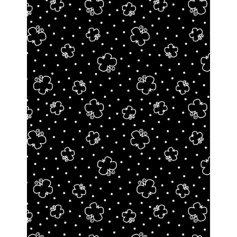 Shadow Blooms Butterflies & Dots Black Fabric