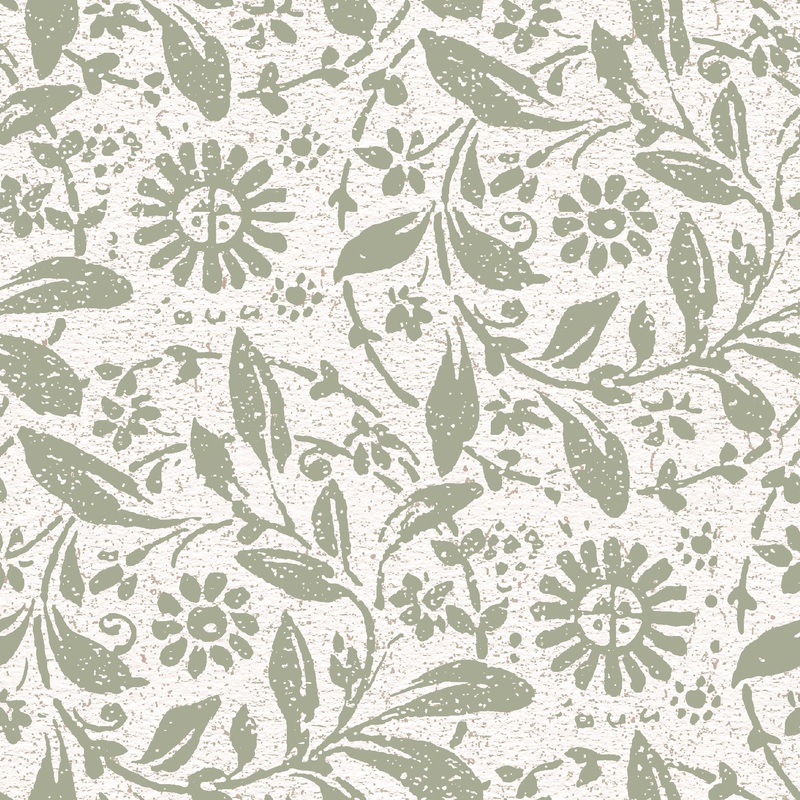 Suzanne Nicoll Sage Floral on Cream Fabric
