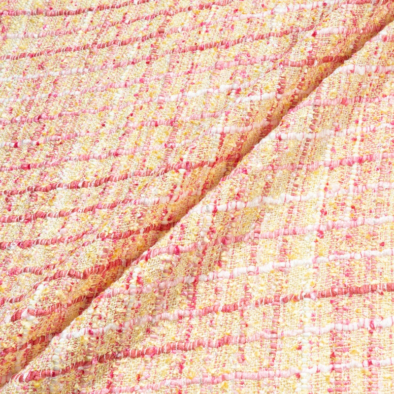 Yellow & Pink Woven Microfibre Boucl
