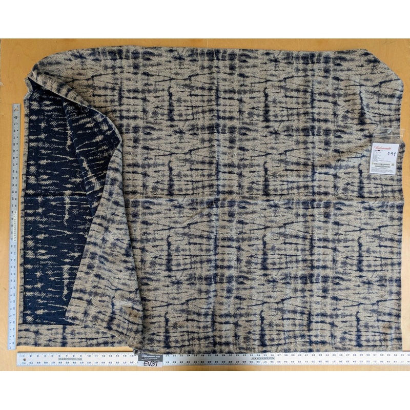 9 EV37 2.4 yards Scalamandre Shibori Weave Indigo Blue White Texture Silk Cotton