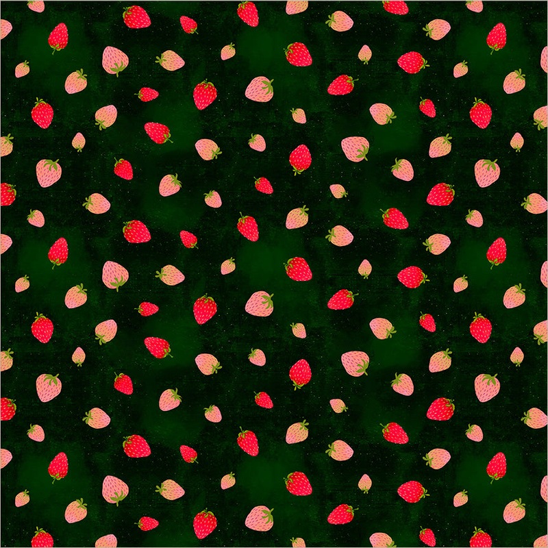 Abundance Katherine Quinn 55682-4 Midnight Picking Strawberries Cotton