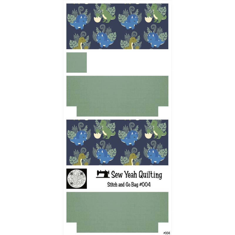 Stitch & Go Bag #4 - Dinosaurs with Leaves on Muddy Green