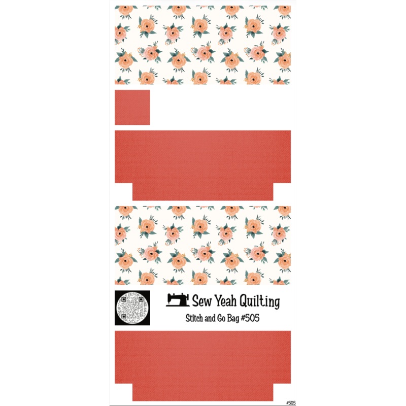 Stitch & Go Bag #505 - Flower Peachy Watercolor Bouquets on Coral