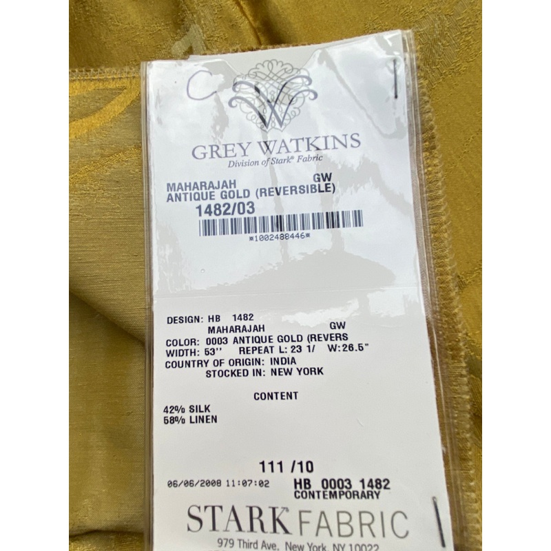 25 Berkbox71 Scalamandre Square Silk Grey Watkins Maharajah Antique Gold Reversible Gold Tree Foliage MSRP USD348/y