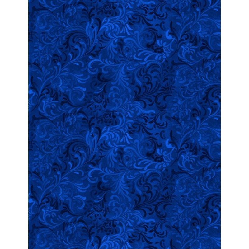 44" - Wilmington Prints - "Embellishment" - "Royal Blue" - 100% Cotton