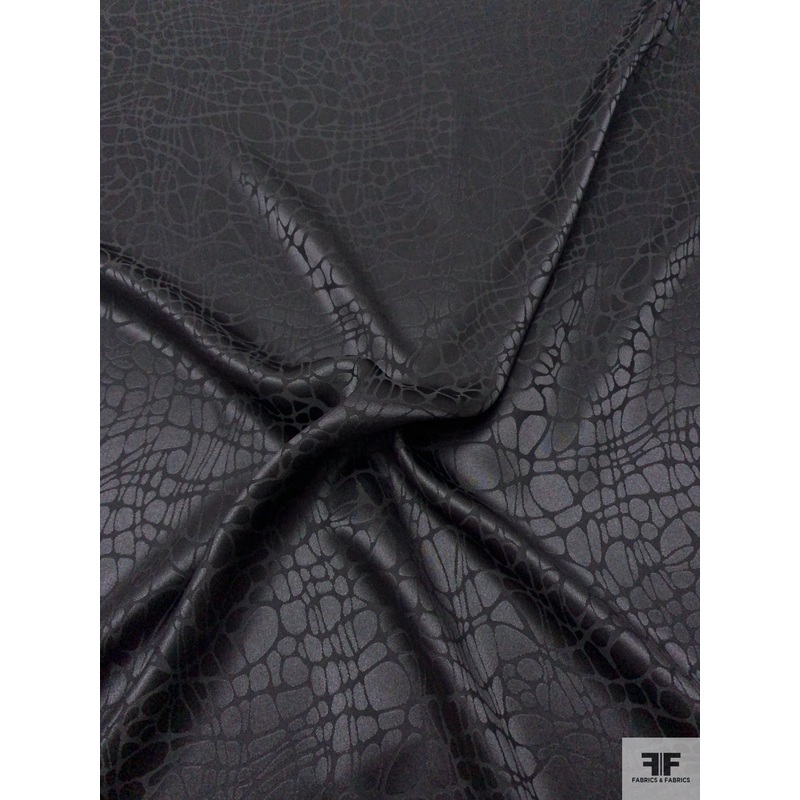 Reptile Jacquard Silk Charmeuse - Black