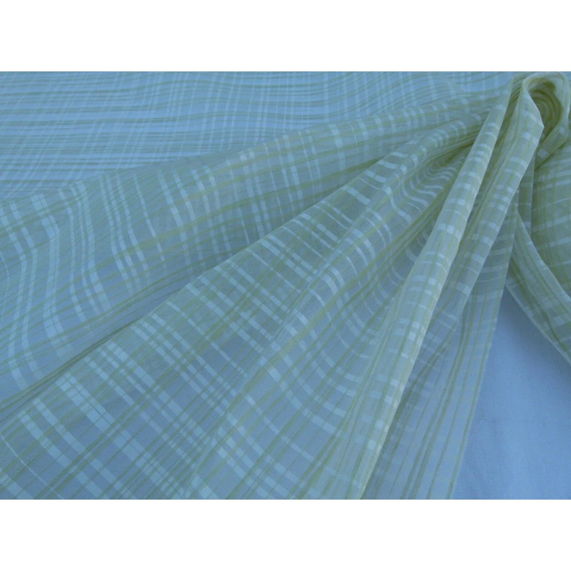 Scalamandre Lilly Sheer Green White Silk Organza Old World Weavers MSRP USD 290/Yard
