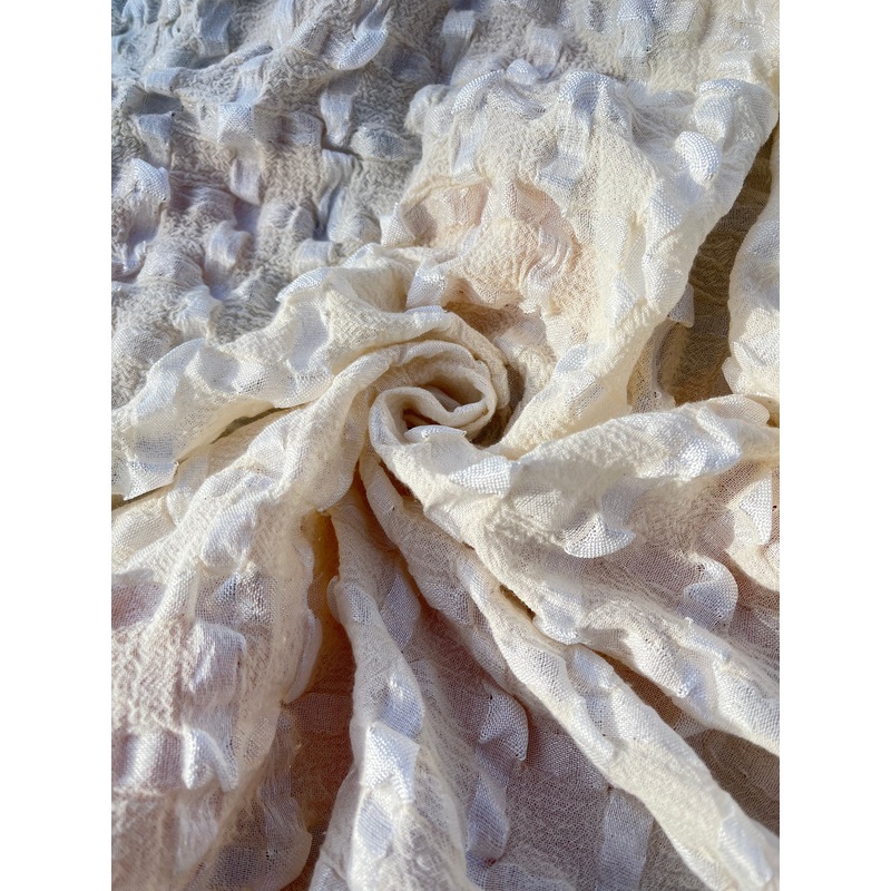 Seersucker Scrim Gauze Cotton Silk Blend Crinkle Fabric