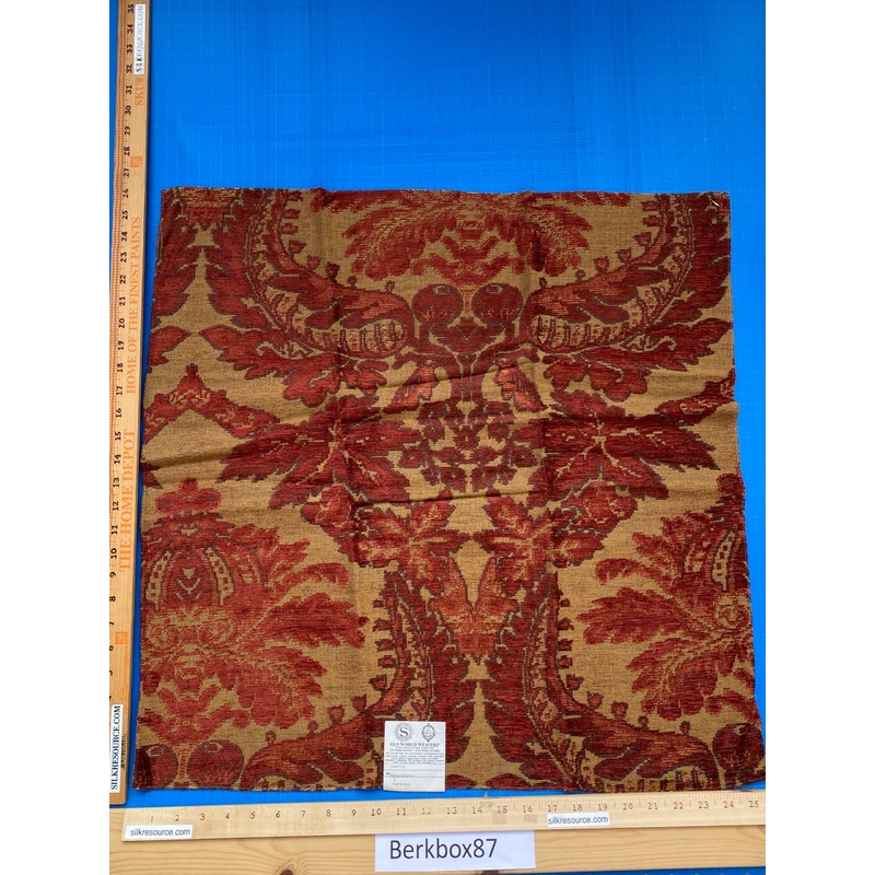 1 Berkbox87 Square Jacquard by Old World Weavers Castle Paprika Red Brown Cotton Polyester Damask MSRP USD300+/y