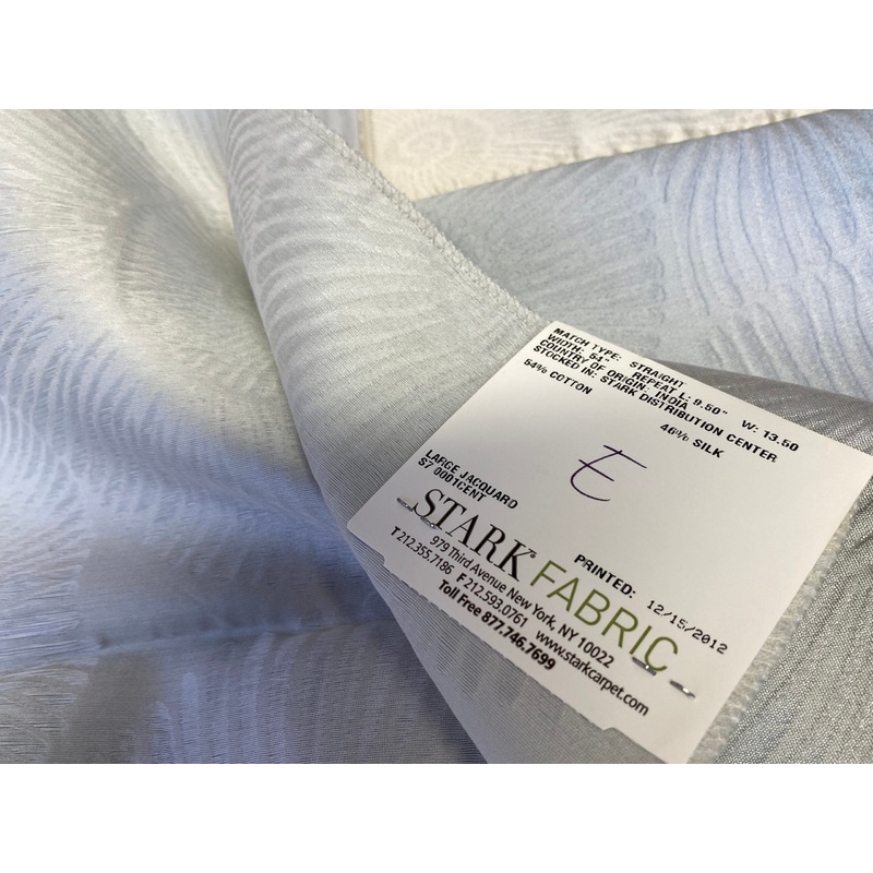 17 Berkbox72 Scalamandre Grey Watkins Silk+Cotton Nautilo Blue Veil 35"x26" MSRP USD312/Y