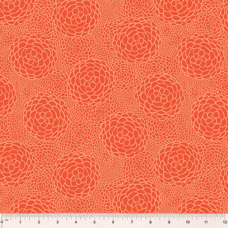 ABCs in Bloom Kelly Angelovic 53691-10 Red Orange In Bloom Cotton