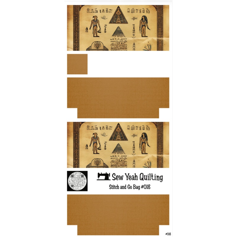Stitch & Go Bag #18 - Egyptian Figures & Pyramids on Brown Tan