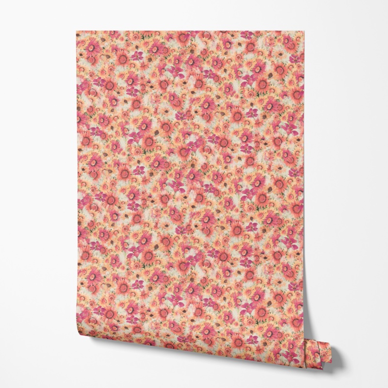 Susan Winget Floral Garden on Pink Wallpaper