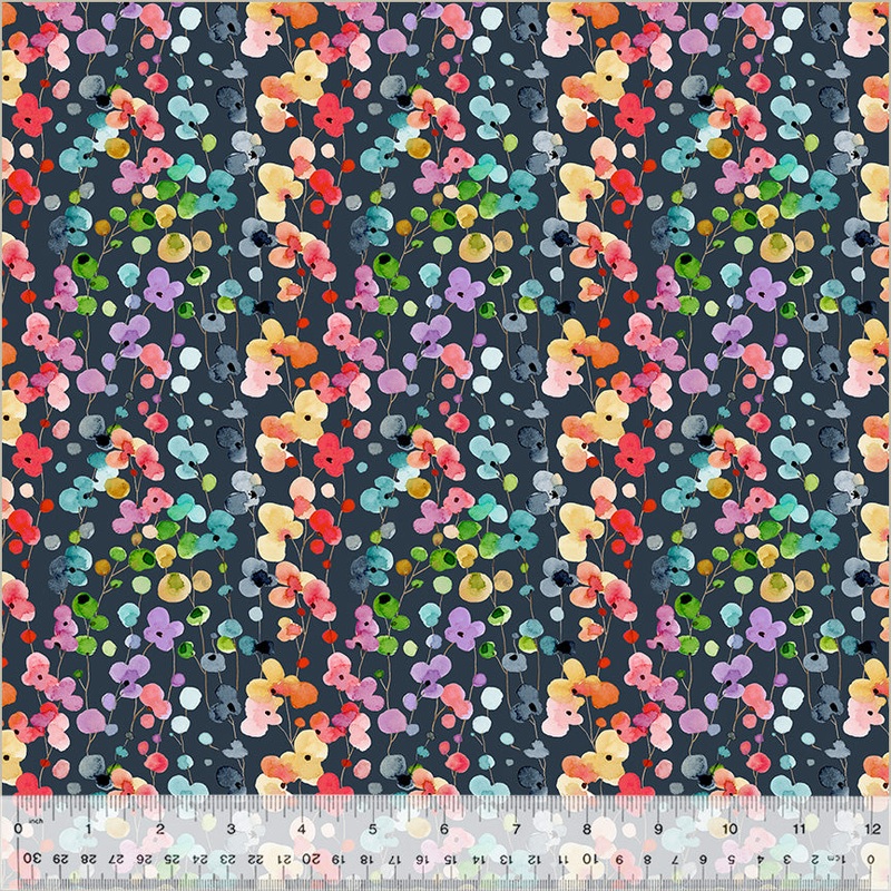 Wild Meadow Sue Miano 54389-1 Navy Petite Blooms Cotton