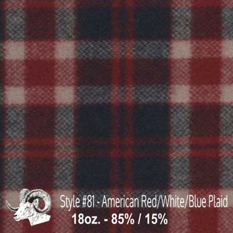 Wool Fabric By The Yard - 81 - American Red, White, & Blue Plaid 81 - American Red White Blue Plaid