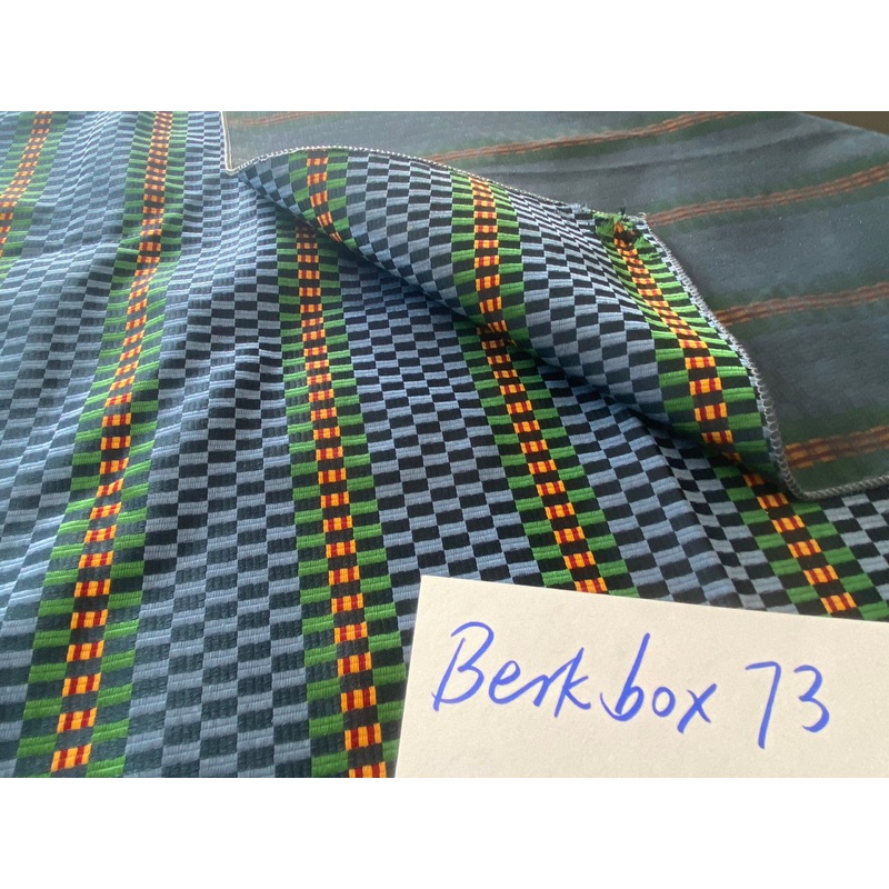 32 Berkbox73 Square Silk by Old World Weavers Plutarco Dark Sapphire Blue Jacquard Plaid Texture MSRP USD 200+/y