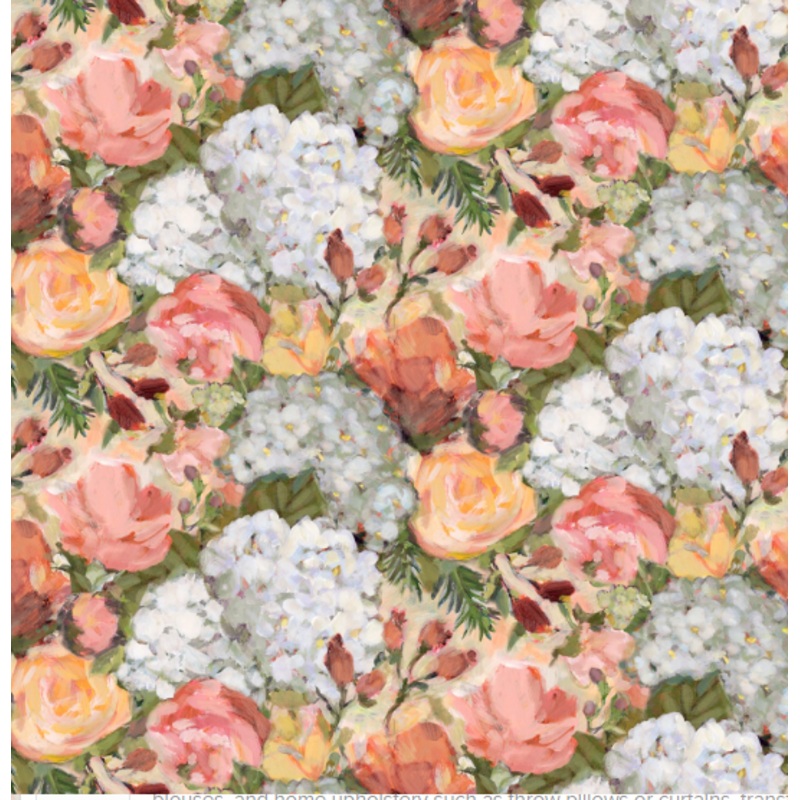 44" - Hydrangeas - packed - 100% Cotton