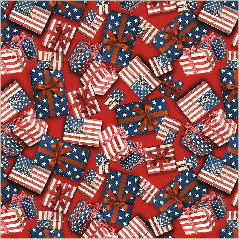 All-American Christmas Whistler Studios 55277-5 Red Wrapped in Glory Cotton