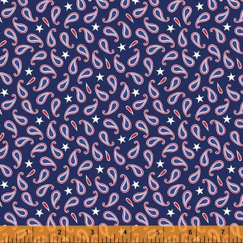 Americana Whistler Studios 53053-3 Navy Proud Paisley Cotton