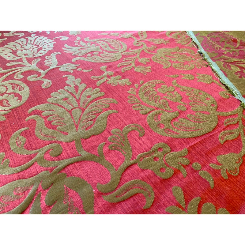 Scalamandre Ypres Lampas Damask Pom Renaissance Ruby Red Gold by MSRP 445/y