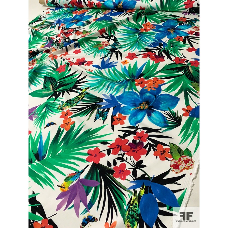 Tropical Printed Stretch Brushed Cotton Sateen - Multicolor