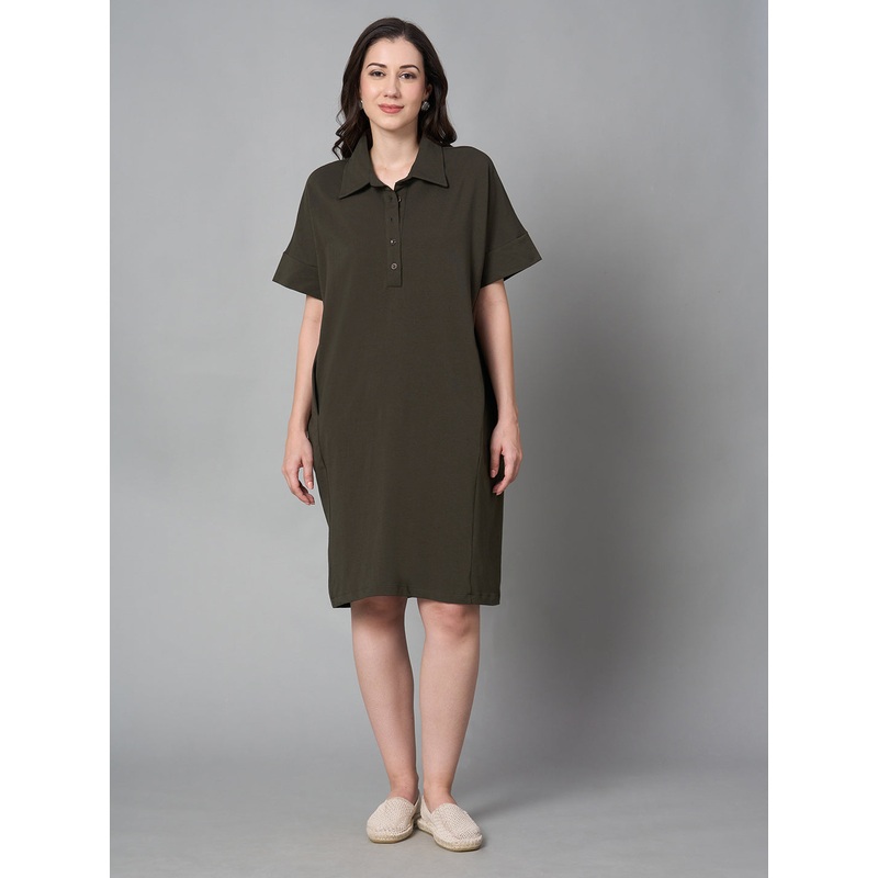Women's Brown Cotton Elastane Regular Fit Kdress BROWN