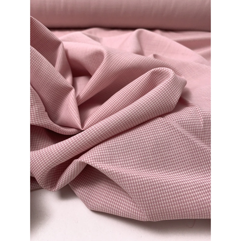 Made in England Mini Houndstooth Wool Suiting - Dusty Rose / Ivory