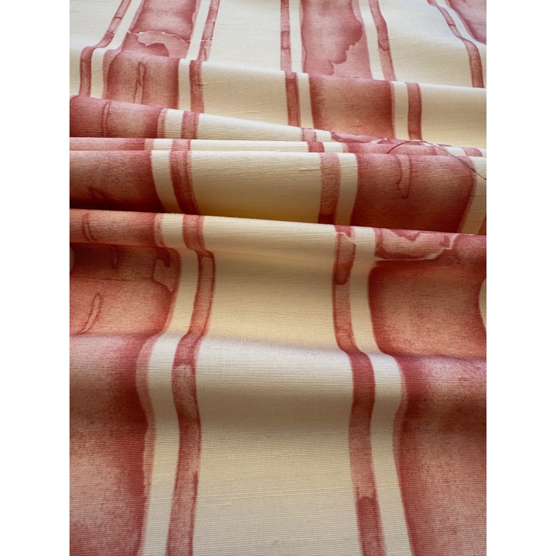 Scalamandre Gritti Stripe Roman Rose Red Beige Stripe Geometric MSRP USD 216/y