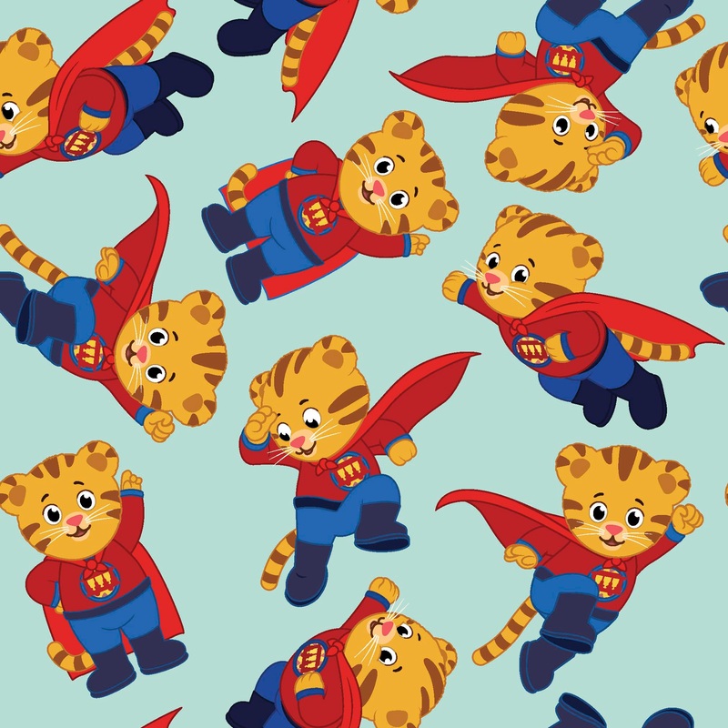 Super Daniel Tiger on Aqua Fabric