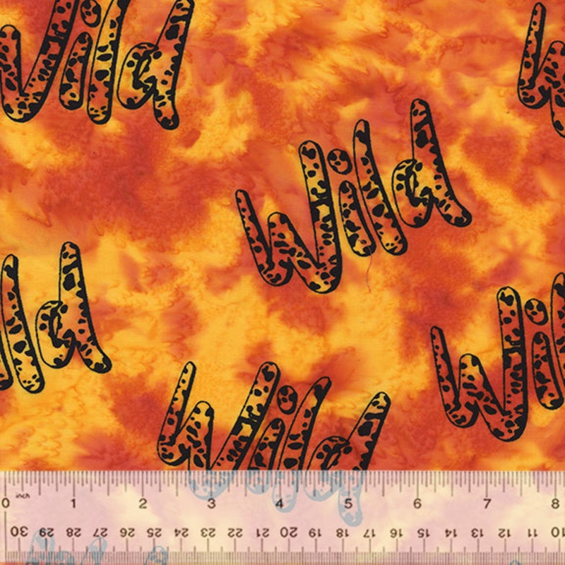 Wild Thing Anthology Fabrics 9205Q-2 Flame Wild Words Batik Cotton