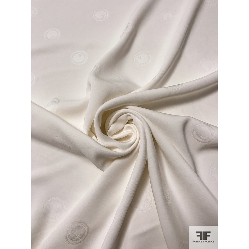 Italian Jacquard Circle Pattern Rayon Blend Crepe - Off-White
