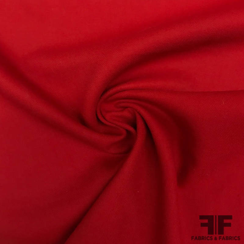Italian Light-Weight Twill Wool Coating - Red