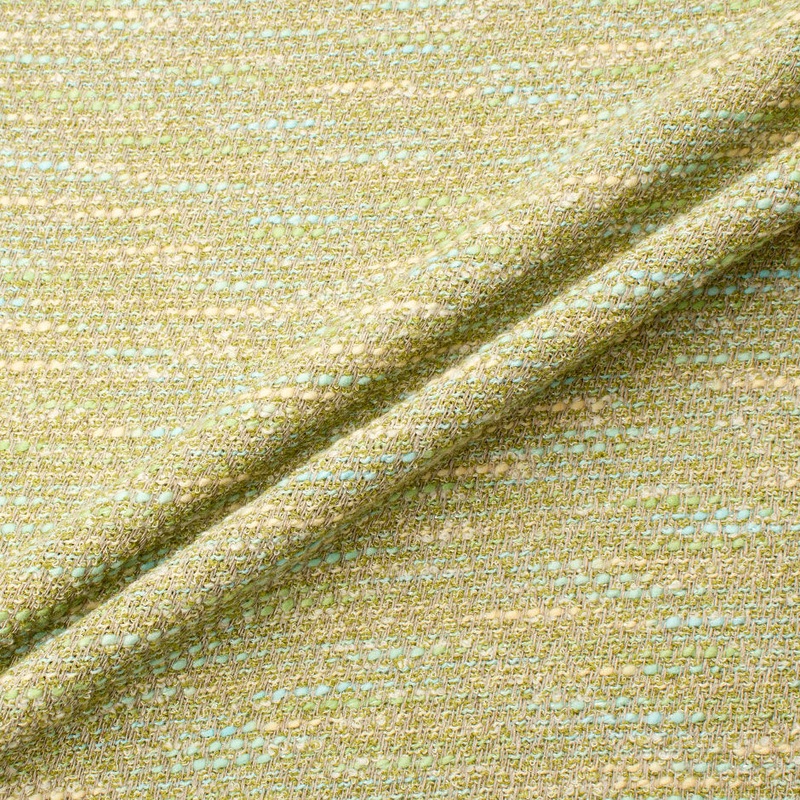 Pea Green & Multi-Coloured Linen Blend Boucl