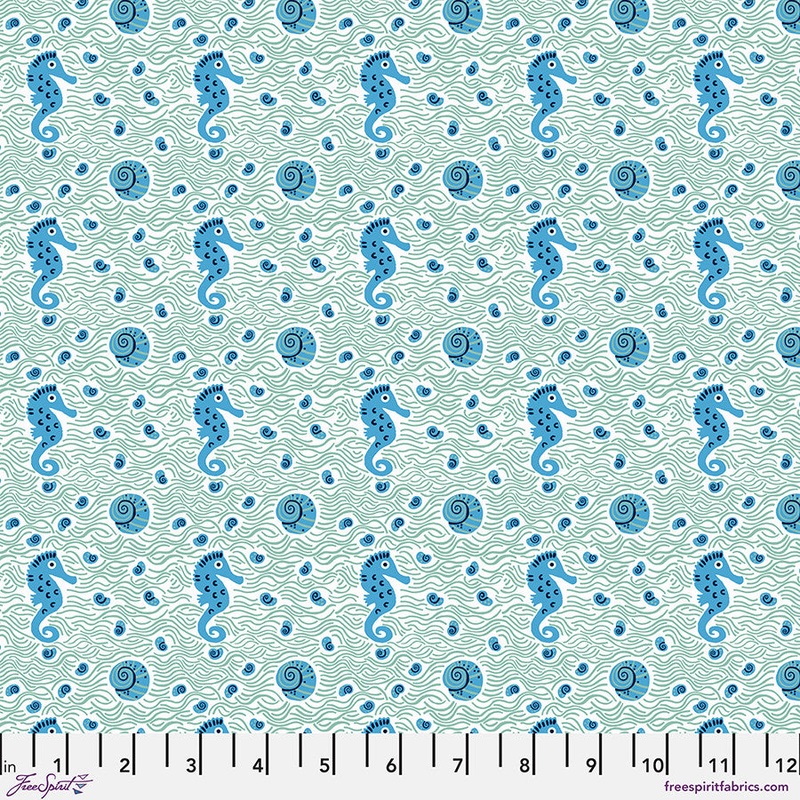 Shallows - Mint || Rising Tide - Cotton Fabric