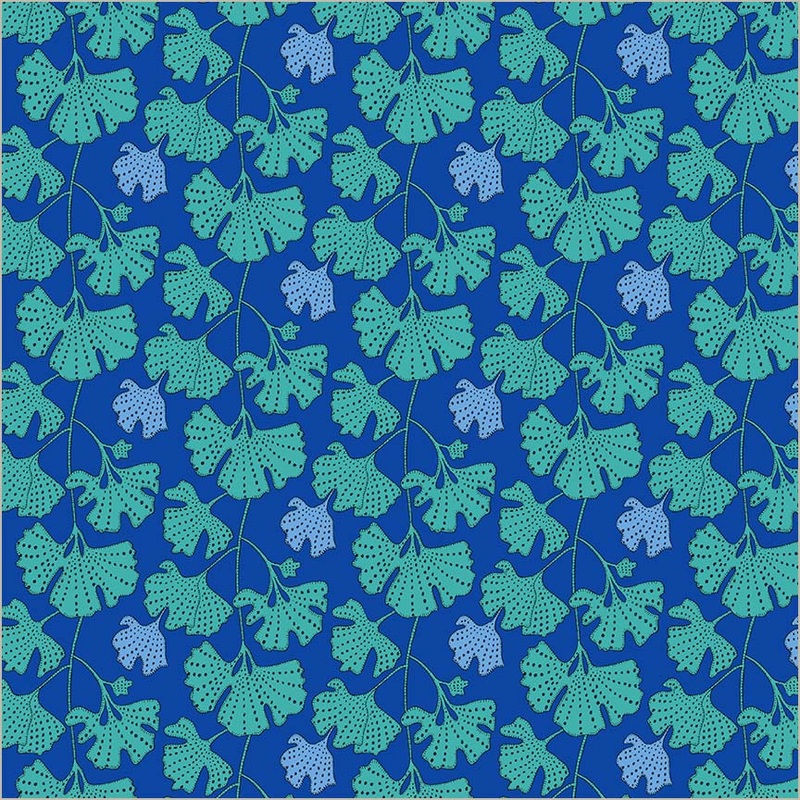 Sunshine Sally Kelly 54978D-10 Cerulean Ginkgo High Density Cotton