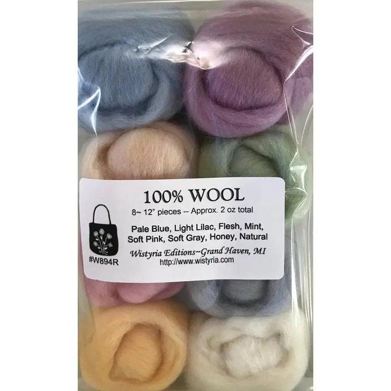 Wistyria Editions Wool Roving Assortment Soft Pastels