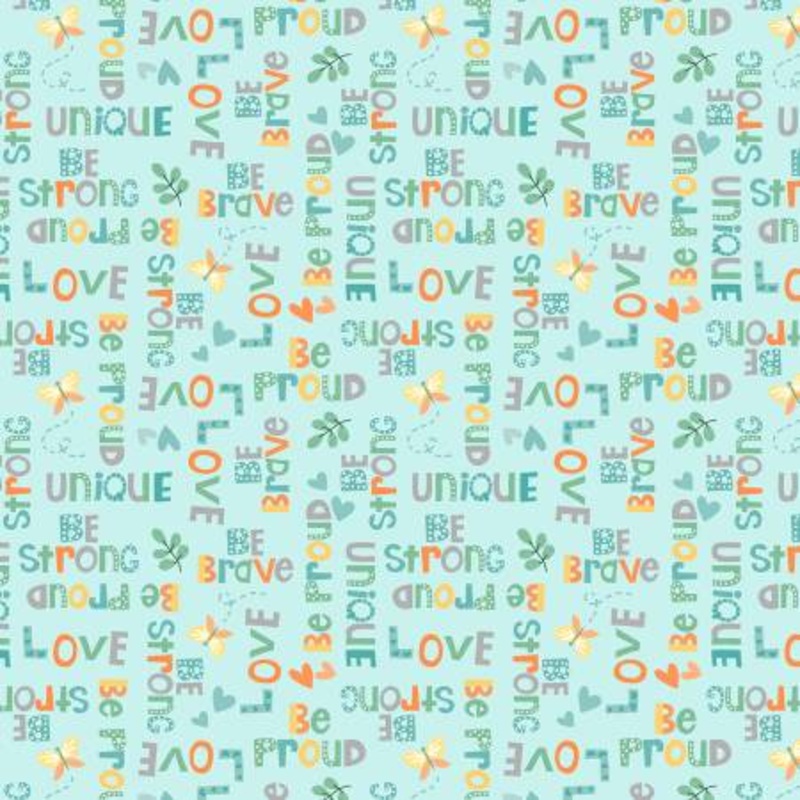Safari Snuggles - Word Toss Teal - Cotton Quilting Fabric