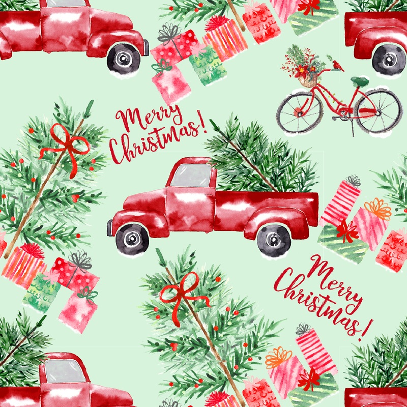 Sara Berrenson - Vintage Holiday - Red Truck Christmas Fabric