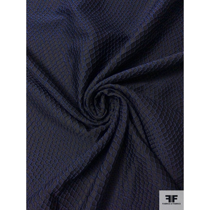 Scaley Animal Pattern Textured Brocade - Navy / Black