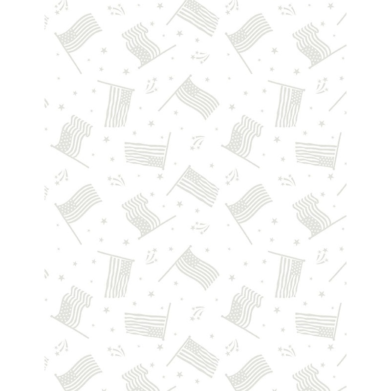 Strength & Honor Flags White on White Cotton Quilting Fabric